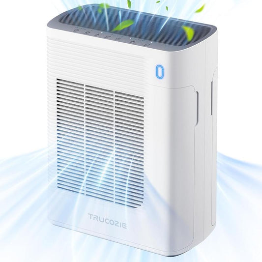 Trucozie Air Purifier for Home Large Room Bedroom Up to 1937 Ft² in 1 Hr With Double-sided Air Inlet, Air Quality and Light Sensors, HEPA Sleep Mode for Allergies, Dust, Pollen, Pet Hair